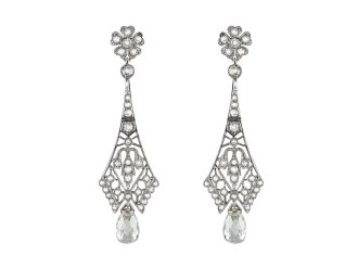 Diamond drop earrings, American, circa 1940.