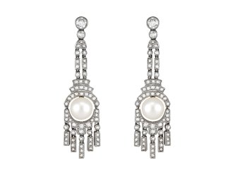 Art Deco Natural pearl and diamond drop earrings, circa 1925.