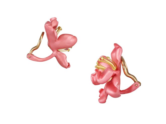 Joel Arthur Rosenthal almond blossom earrings, French, circa 1980. 