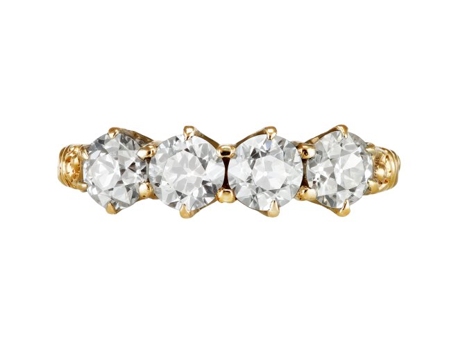 Victorian diamond four stone ring, circa 1900. 