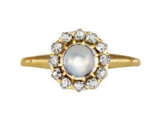 Moonstone diamond ring, circa 1900.