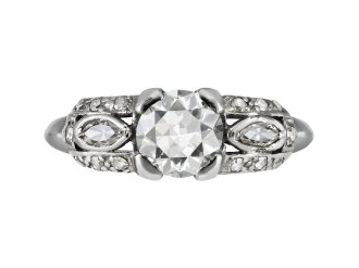 Diamond cluster ring, American, mid 20th Century. 