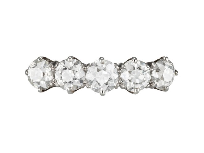 Edwardian diamond five stone ring, circa 1905.