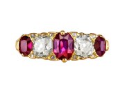 Ruby and diamond five stone ring, circa 1900