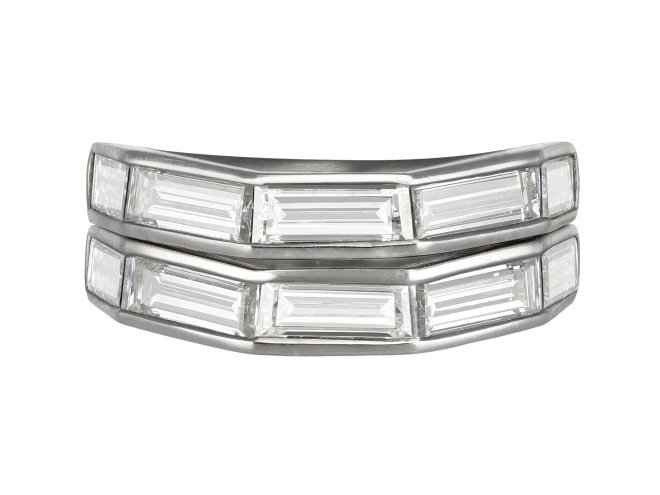A Pair of Diamond Half Eternity Rings.