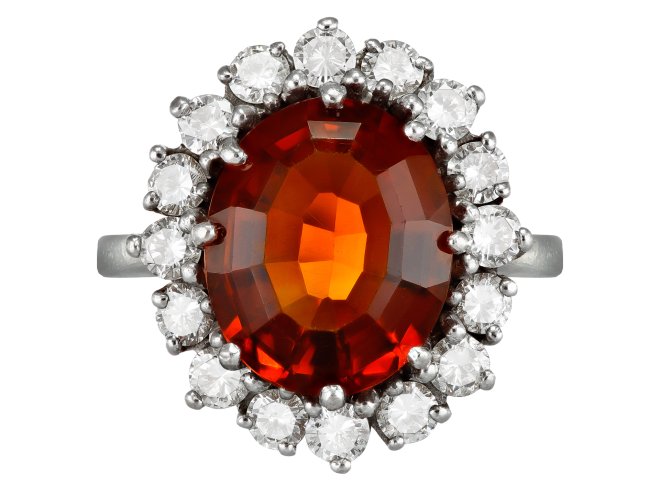 Citrine and diamond coronet cluster, circa 1950. 