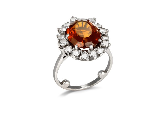 Citrine and diamond coronet cluster, circa 1950. 