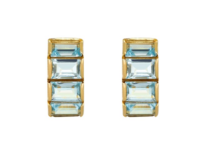 Aquamarine Hoop Earrings, Italian, circa 1970.