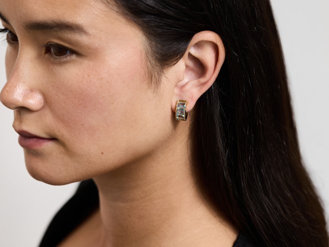 Aquamarine Hoop Earrings, Italian, circa 1970.