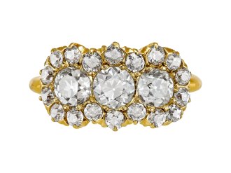 Diamond triple cluster ring, circa 1900. 