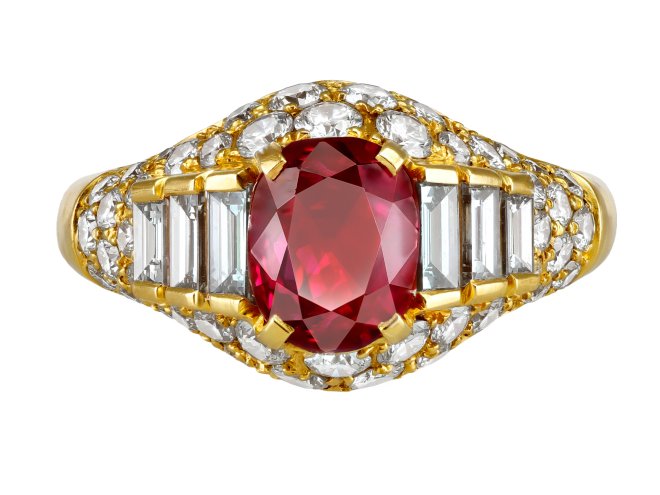 Bulgari Burmese ruby Trombino ring, circa 1980. 