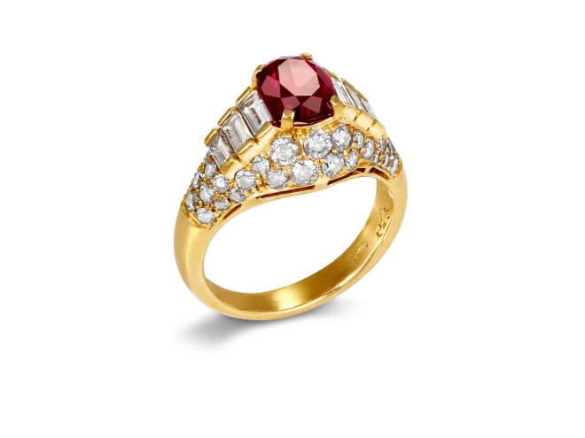 Bulgari Burmese ruby Trombino ring, circa 1980. 