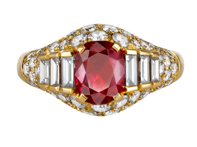 Bulgari Burmese ruby Trombino ring, circa 1980. 