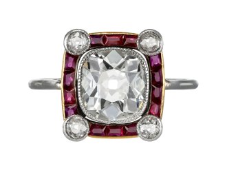 Diamond and ruby cluster ring, circa 1910.