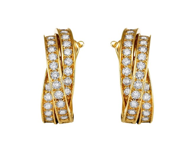 Cartier diamond hoop earrings, French, circa 1970.