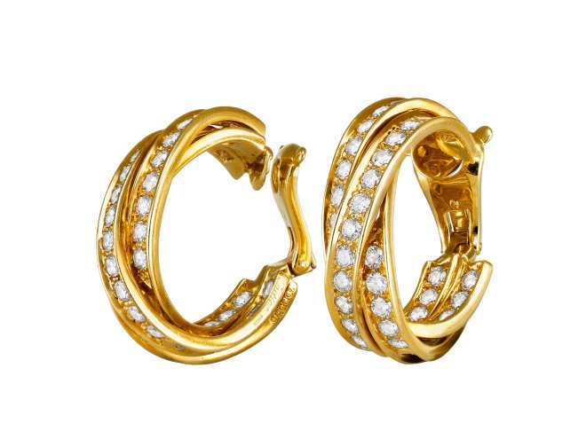 Cartier diamond hoop earrings, French, circa 1970.