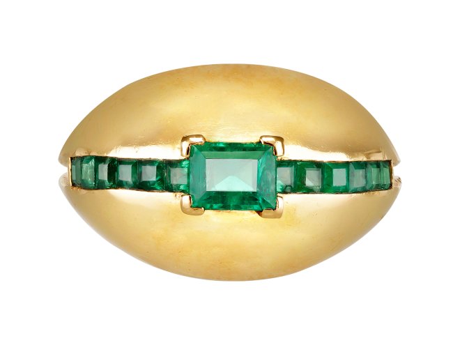 Cartier Emerald bomb&eacute; dress ring, French, circa 1960.