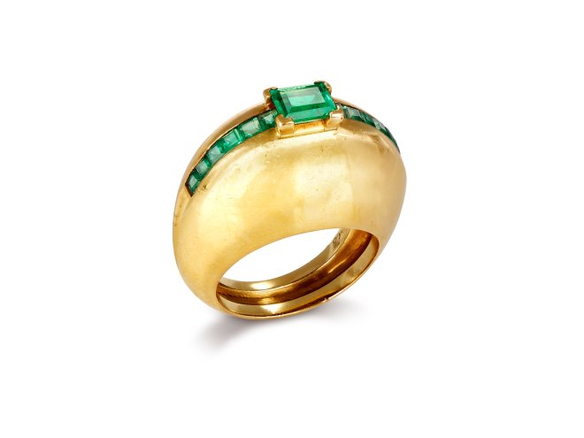 Cartier Emerald bomb&eacute; dress ring, French, circa 1960.