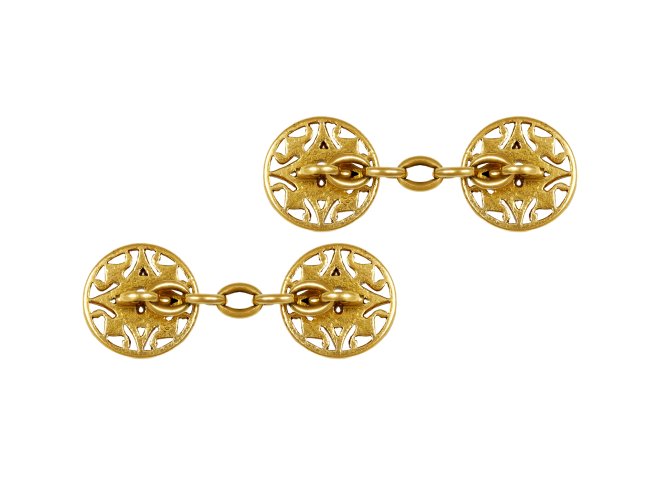 Gothic revival gold cufflinks by Wi&egrave;se, French, circa 1890.