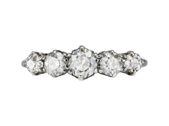 Diamond five stone ring, early 20th Century.