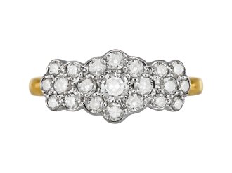 Diamond triple cluster ring, circa 1940. 