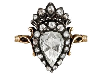 Rose cut diamond cluster ring, Dutch, circa 1830. 