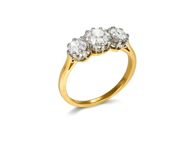 8.46 carat Diamond and sapphire target ring, circa 1920.