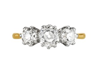8.46 carat Diamond and sapphire target ring, circa 1920.