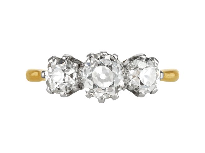 8.46 carat Diamond and sapphire target ring, circa 1920.