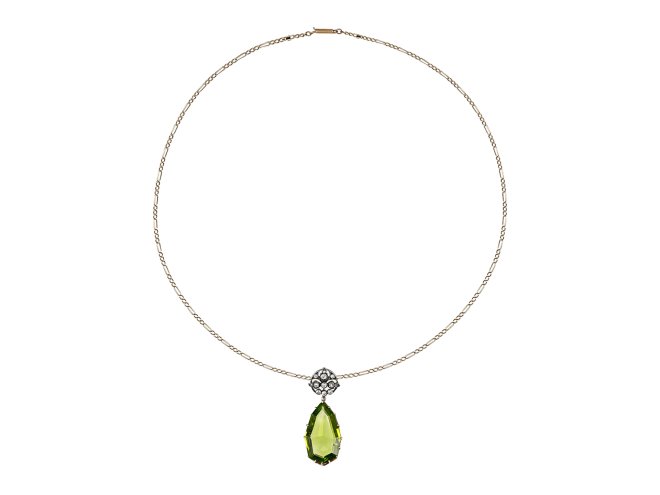 Victorian peridot and diamond pendant, circa 1890