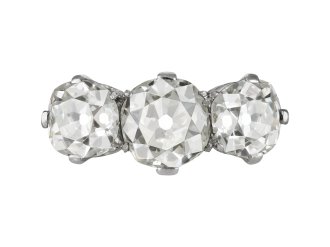 Diamond three stone ring, circa 1920. 