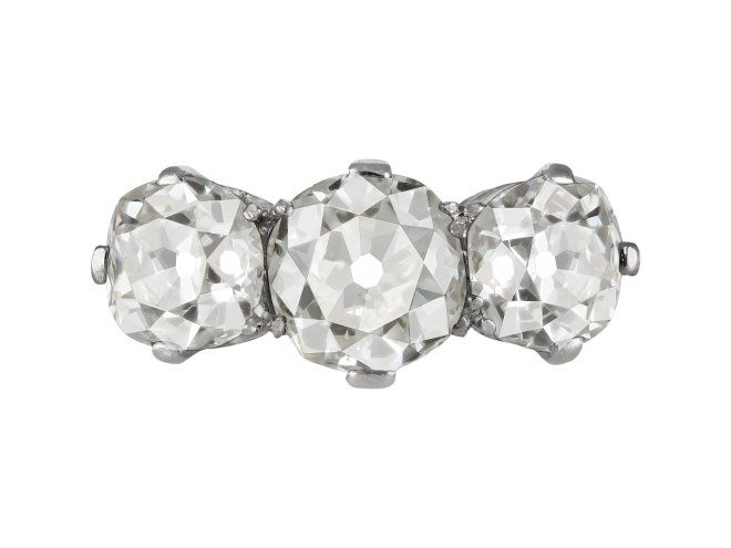 Diamond three stone ring, circa 1920. 