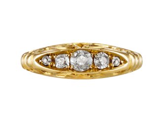 Diamond five stone ring, English, 1902. 