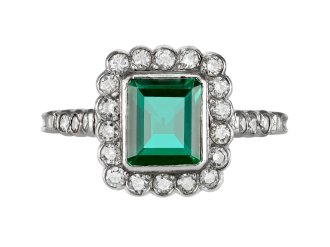 Colombian emerald and diamond coronet cluster, circa 1940.