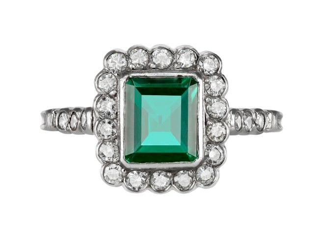 Colombian emerald and diamond coronet cluster, circa 1940.