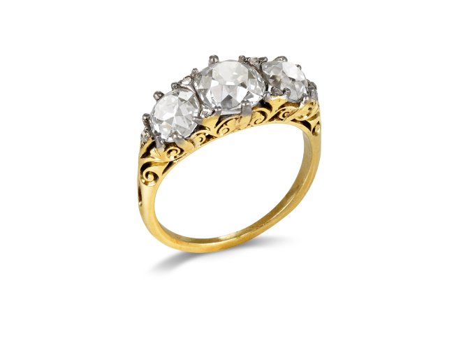 Victorian Diamond Three stone ring, circa 1890. 