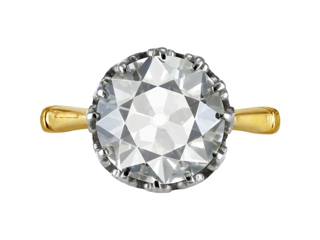4.71 carat old cut diamond solitaire ring, circa 1910.