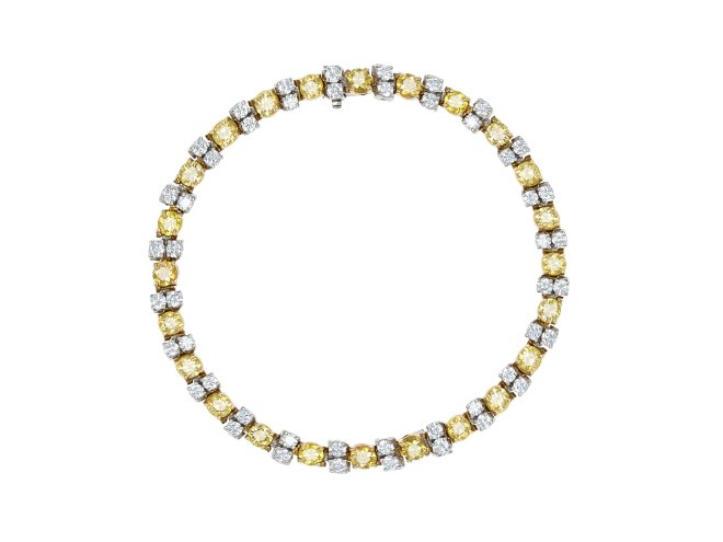 Oscar Heyman Brothers Fancy Yellow diamond bracelet, American.