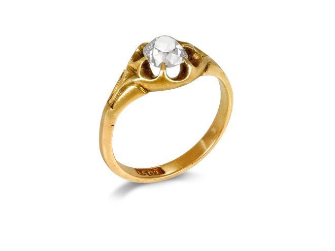 Diamond solitaire ring, late 19th Century. 