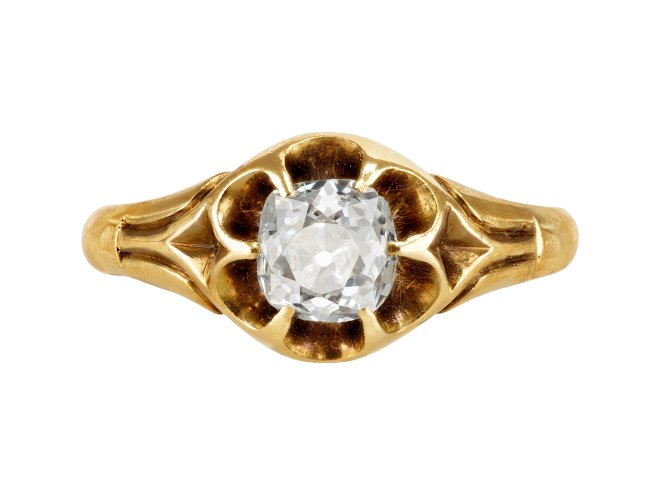 Diamond solitaire ring, late 19th Century. 