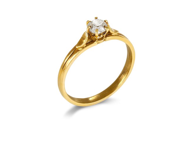 Old mine diamond solitaire ring, Late 19th Century.