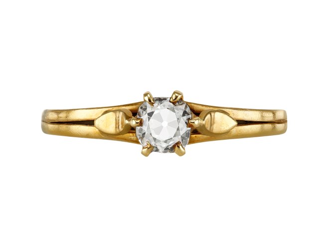 Old mine diamond solitaire ring, Late 19th Century.