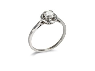 Diamond solitaire ring, French, mid 20th Century.