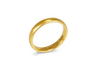 Yellow gold wedding band, English, 1891.