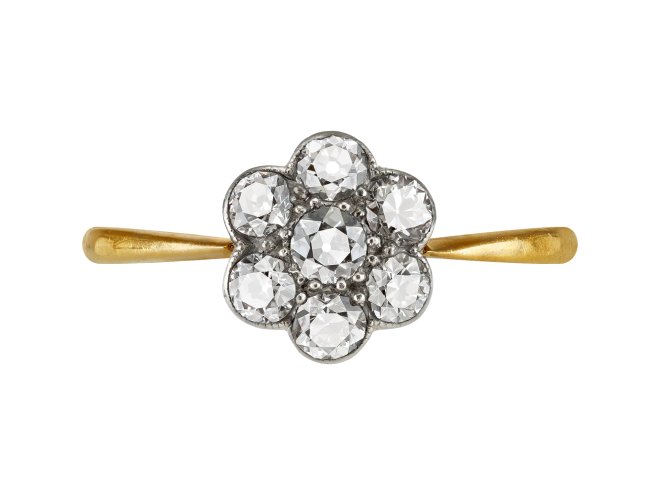 Diamond coronet cluster ring, early 20th Century.