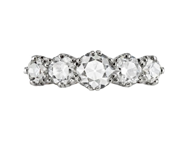 Early 20th Century diamond five stone ring.