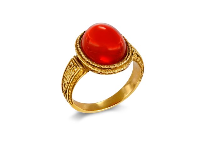 Fire opal solitaire ring, late 19th century. 