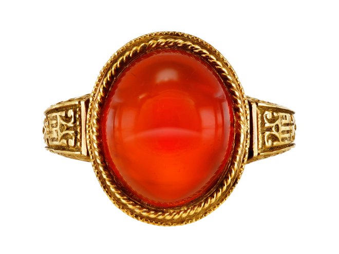 Fire opal solitaire ring, late 19th century. 