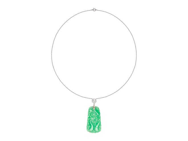 J.E.Caldwell carved jade pendant, early 20th Century. 