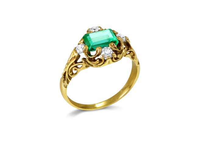 J.E Caldwell emerald cluster ring, American, late 19th Century. 